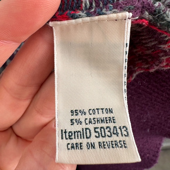 Vintage LL Bean Cotton Cashmere Fair Isle Knit Turtleneck Sweater Size L - Picture 7 of 9